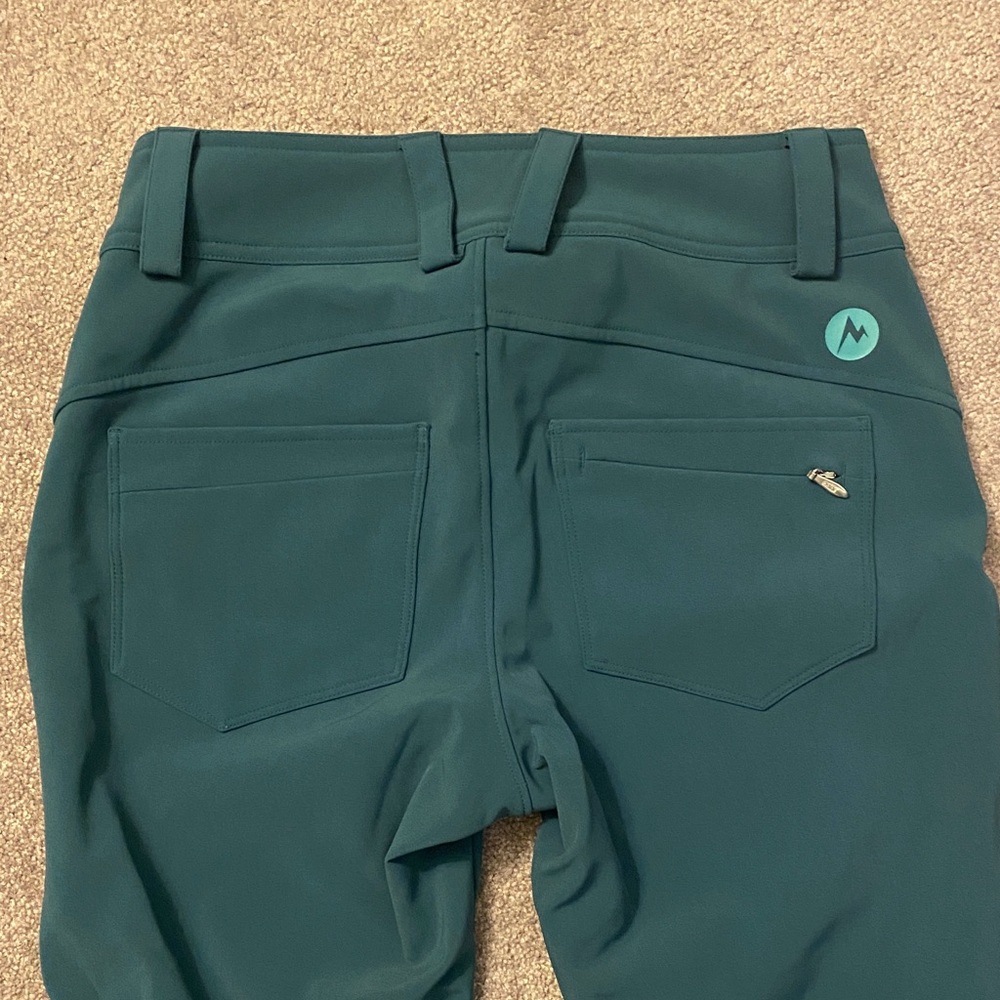Marmot Teal Green Softshell Women’s Snow Ski Pants - Picture 7 of 11